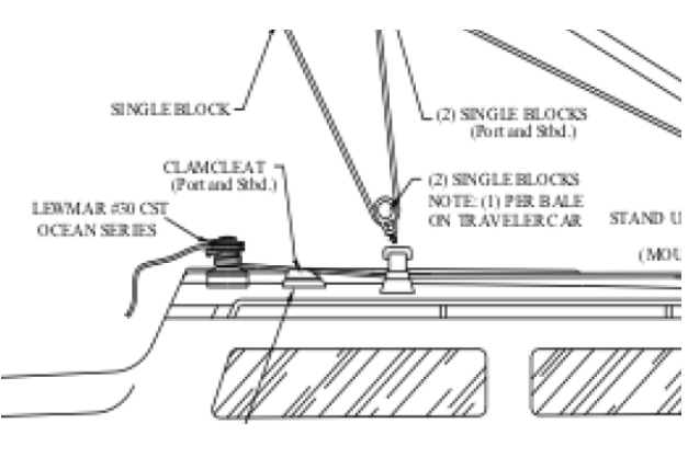 C-34 and C-36 Double Ended Mainsheet System Drawing